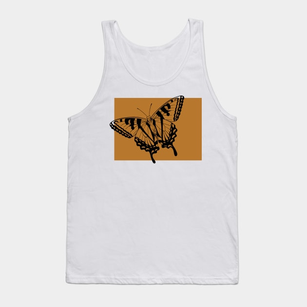 Simple Monarch Butterfly In Black And Burnt Orange Tank Top by JBeasleyDesigns